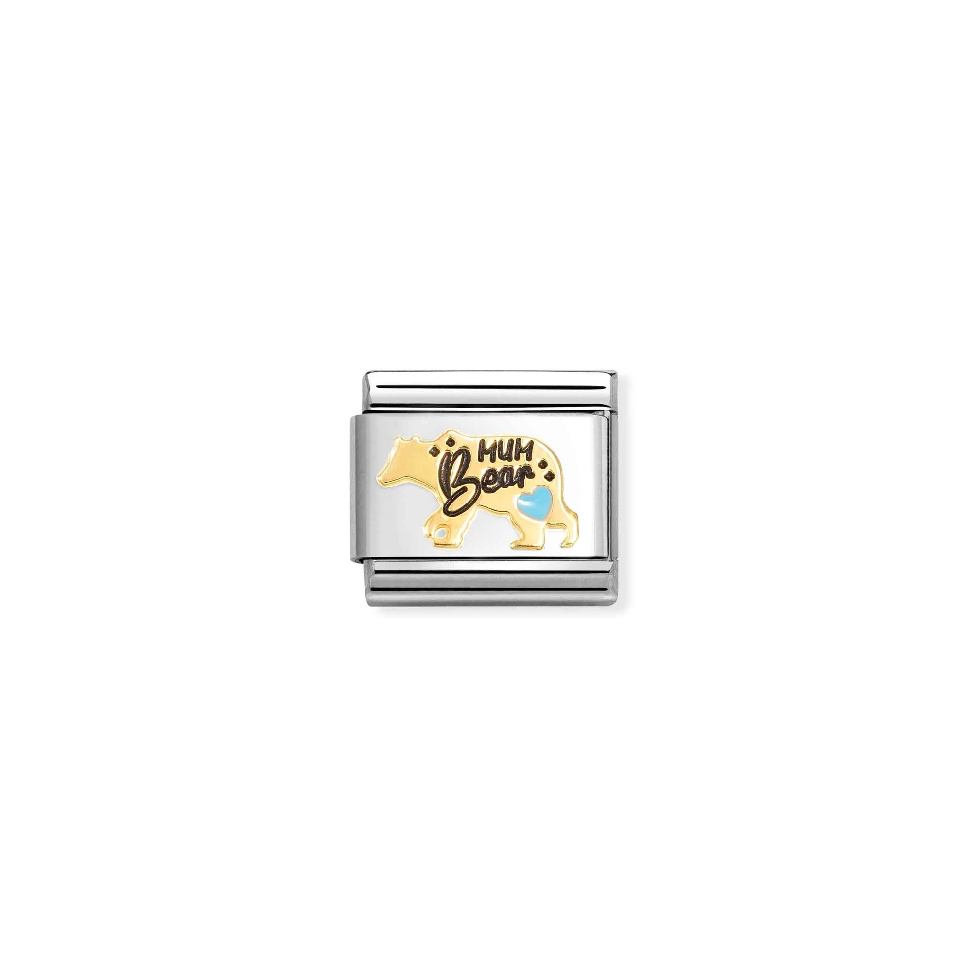 Nomination Composable Classic Charm Mum Bear hellblau - Edelstahl, Gold 750, Emaille