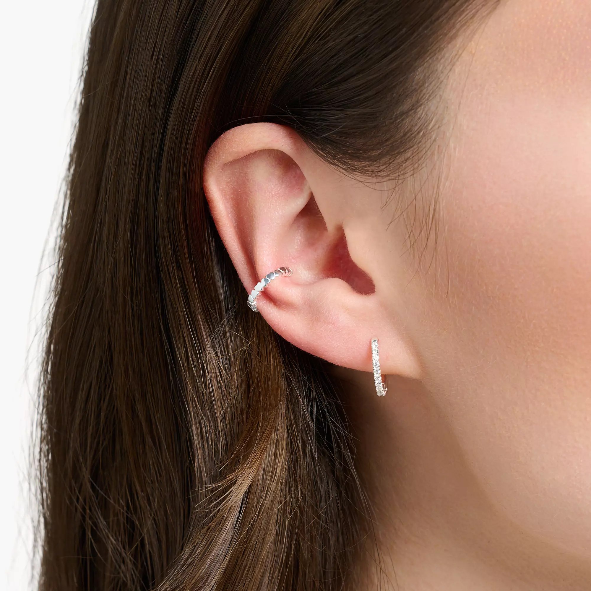 Thomas Sabo Einzel Creole weiße Steine silber – Zirkonia – 13 mm hoch – Ansicht 3