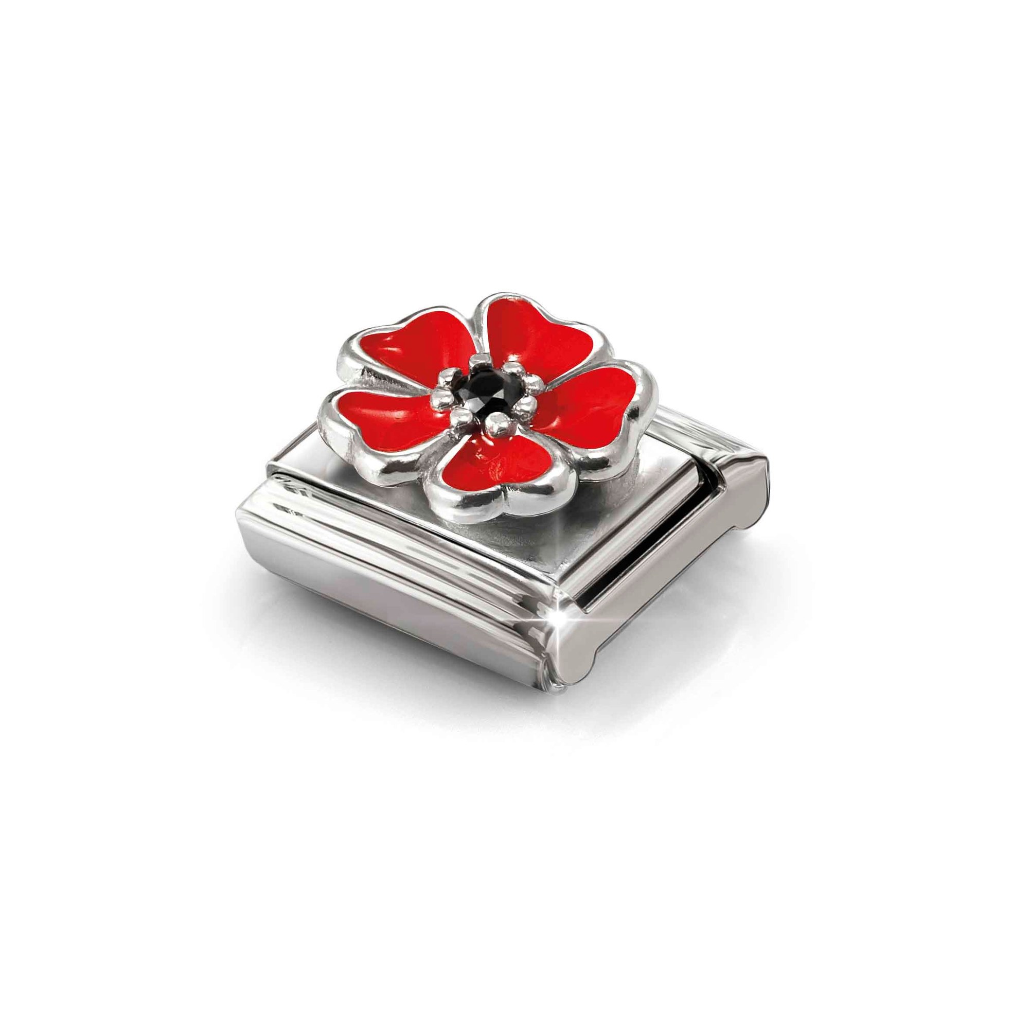 Nomination Composable Classic Charm Klatschmohn - Edelstahl, Sterling Silber, Emaille, Zirkonia – Ansicht 4