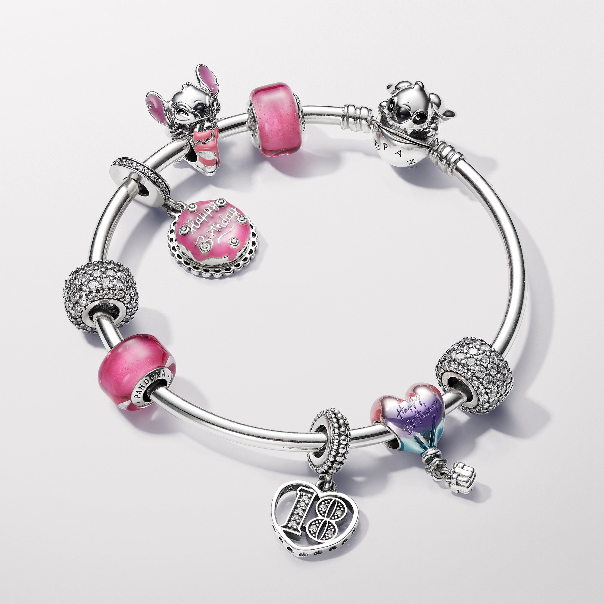 Pandora Disney Stitch Geburtstagstorte Charm - Silber - Emaille Lila – Ansicht 5
