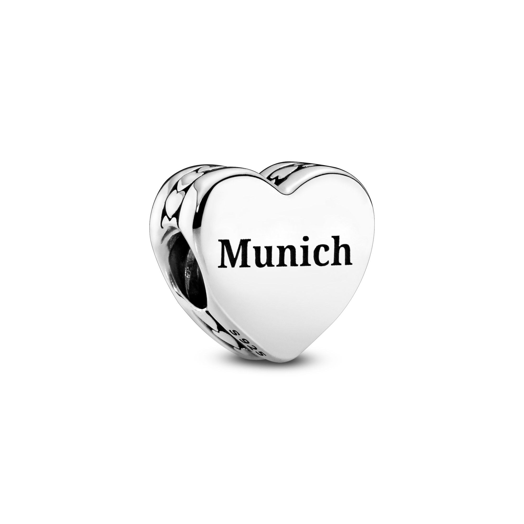 Pandora Herz - Skyline von München + Schriftzug Munich - Sterling Silber