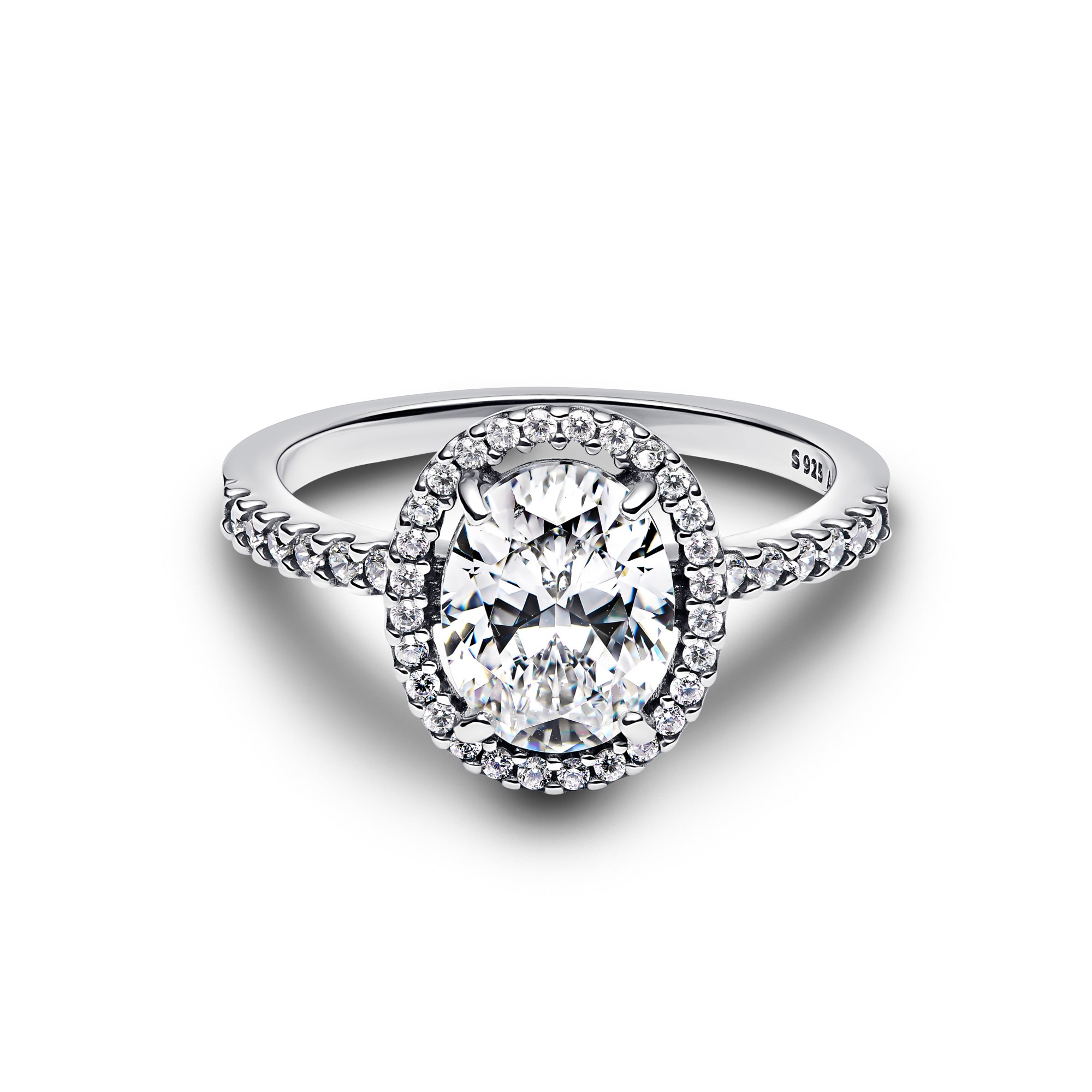 Pandora Ring - funkelnder Halo-Statement-Ring - Sterling Silber - Zirkonia – Ansicht 2