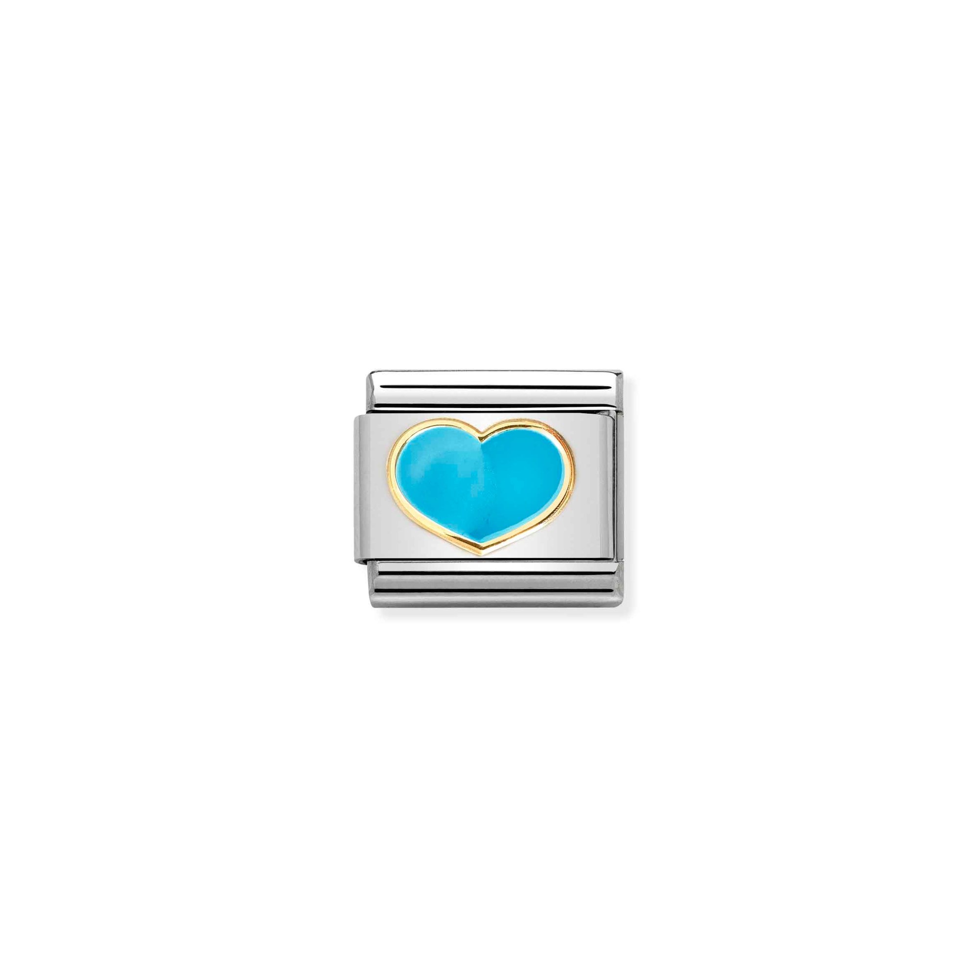 Nomination Composable Classic Charm Herz türkis - Edelstahl, Gold 750, Emaille
