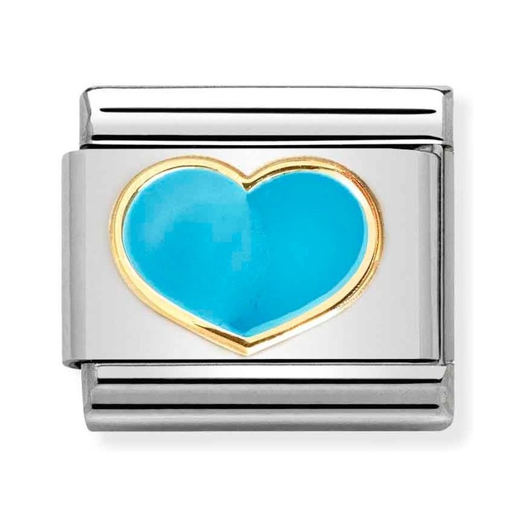 Nomination Composable Classic Charm Herz türkis - Edelstahl, Gold 750, Emaille