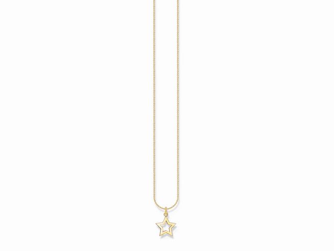 Silberne Kette von Thomas Sabo mit einem vergoldeten Sternanhänger, variabel in der Länge von 38 bis 45 cm, ideal als modisches Accessoire.