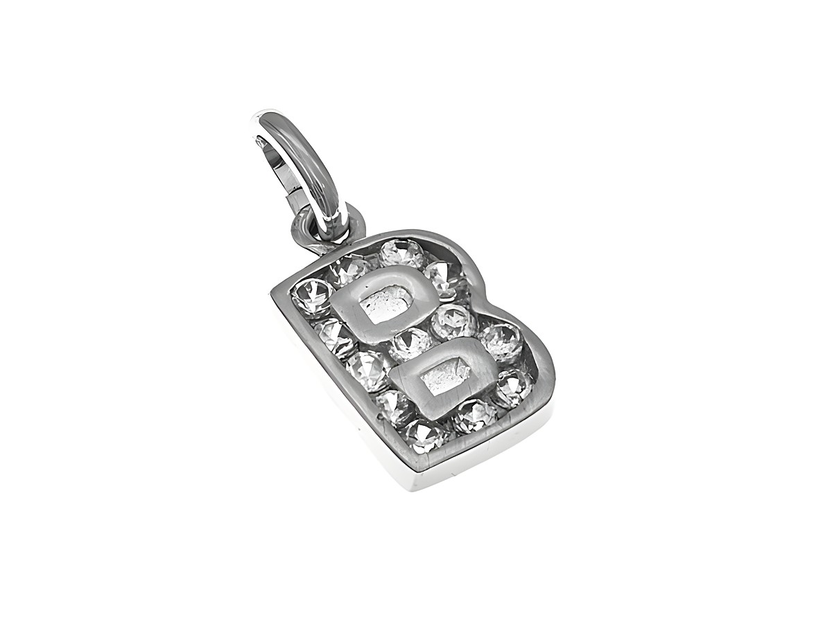 Anhänger Buchstabe B funkelnd in Silber mit weißen Zirkonia, Hersteller Juwelier Harnisch, elegantes Design für eine persönliche Note. Ideal für Ketten oder Armbänder.