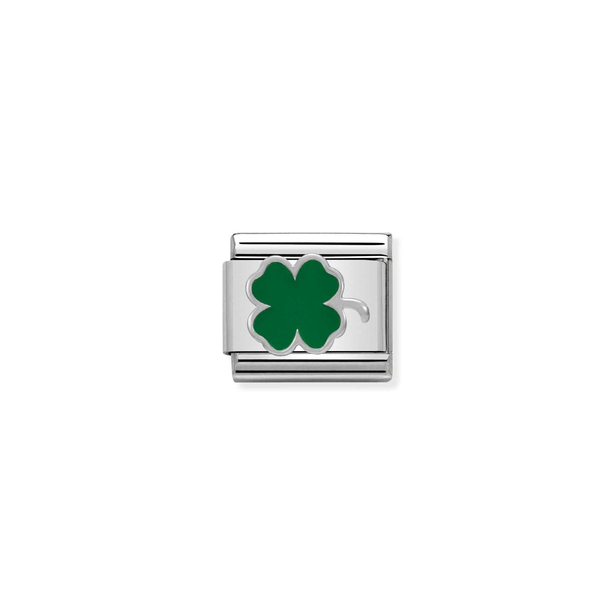 Nomination Composable Classic Charm Kleeblatt grün - Edelstahl, Silber 925, Emaille