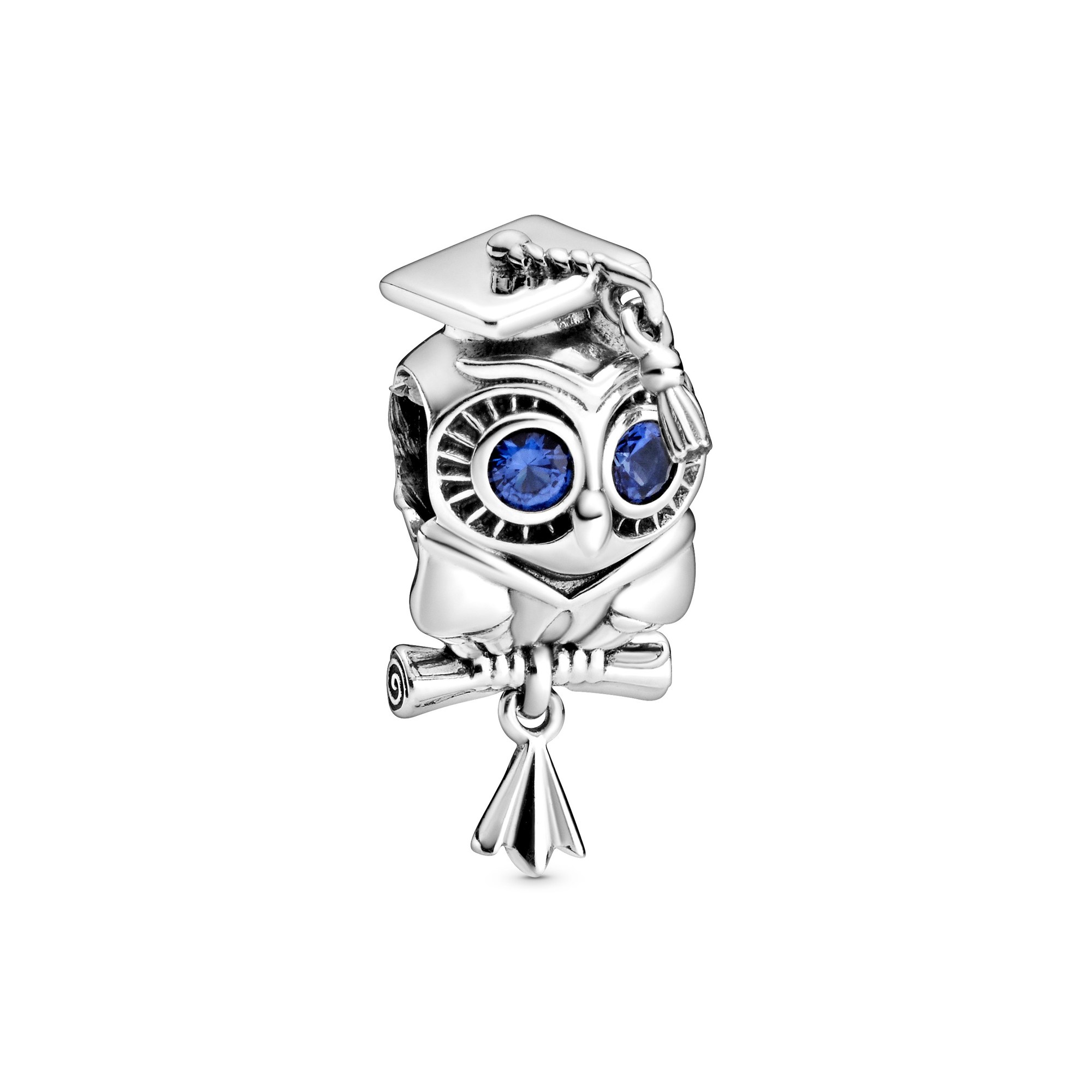 Pandora Silber Charm - Graduation Eule - Crystals - inkl. Gravur