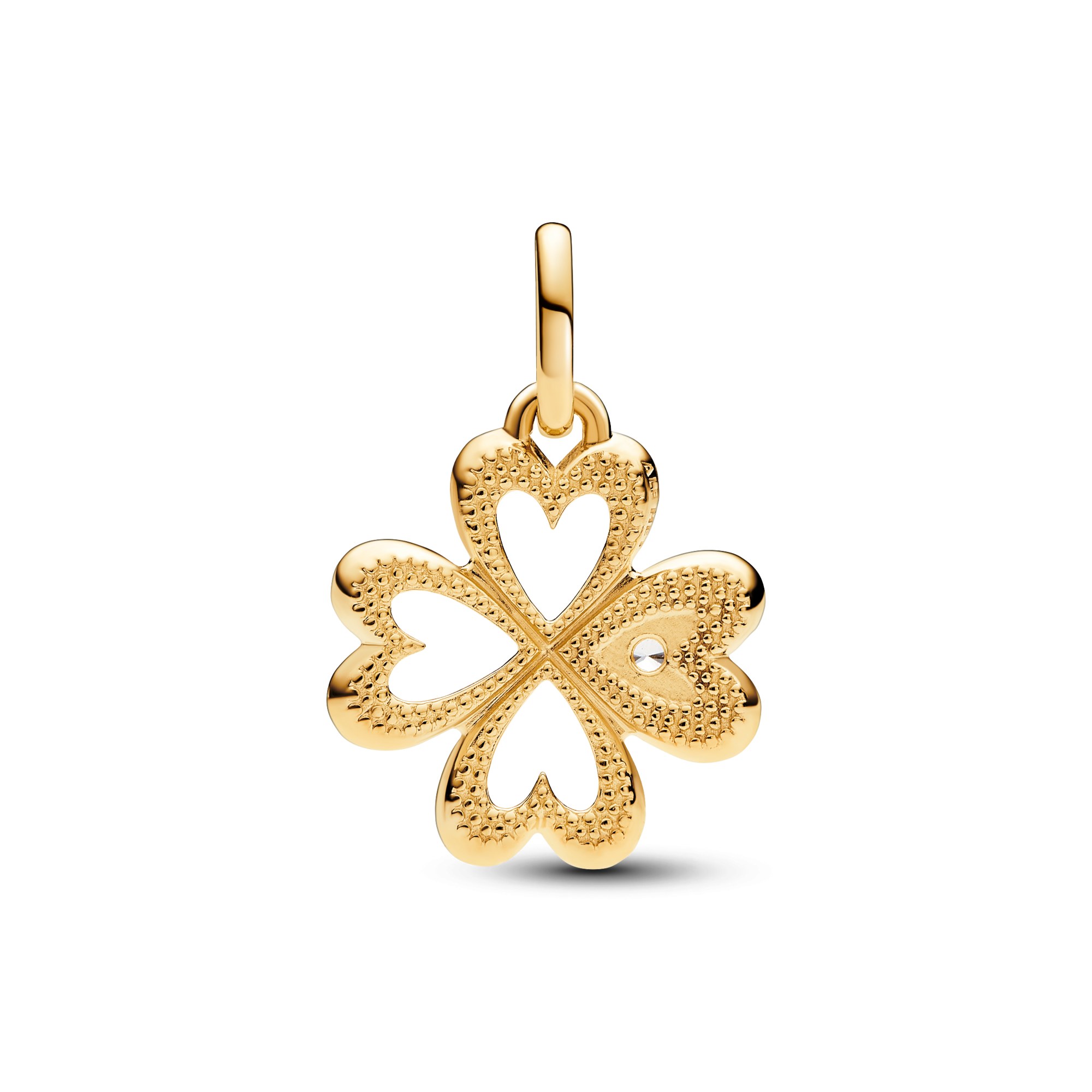 Pandora ME Charms - Herz-Medaillon-Charm mit vierblättrigem Kleeblatt - Gelbgold Vergoldung - Zirkonia – Ansicht 2