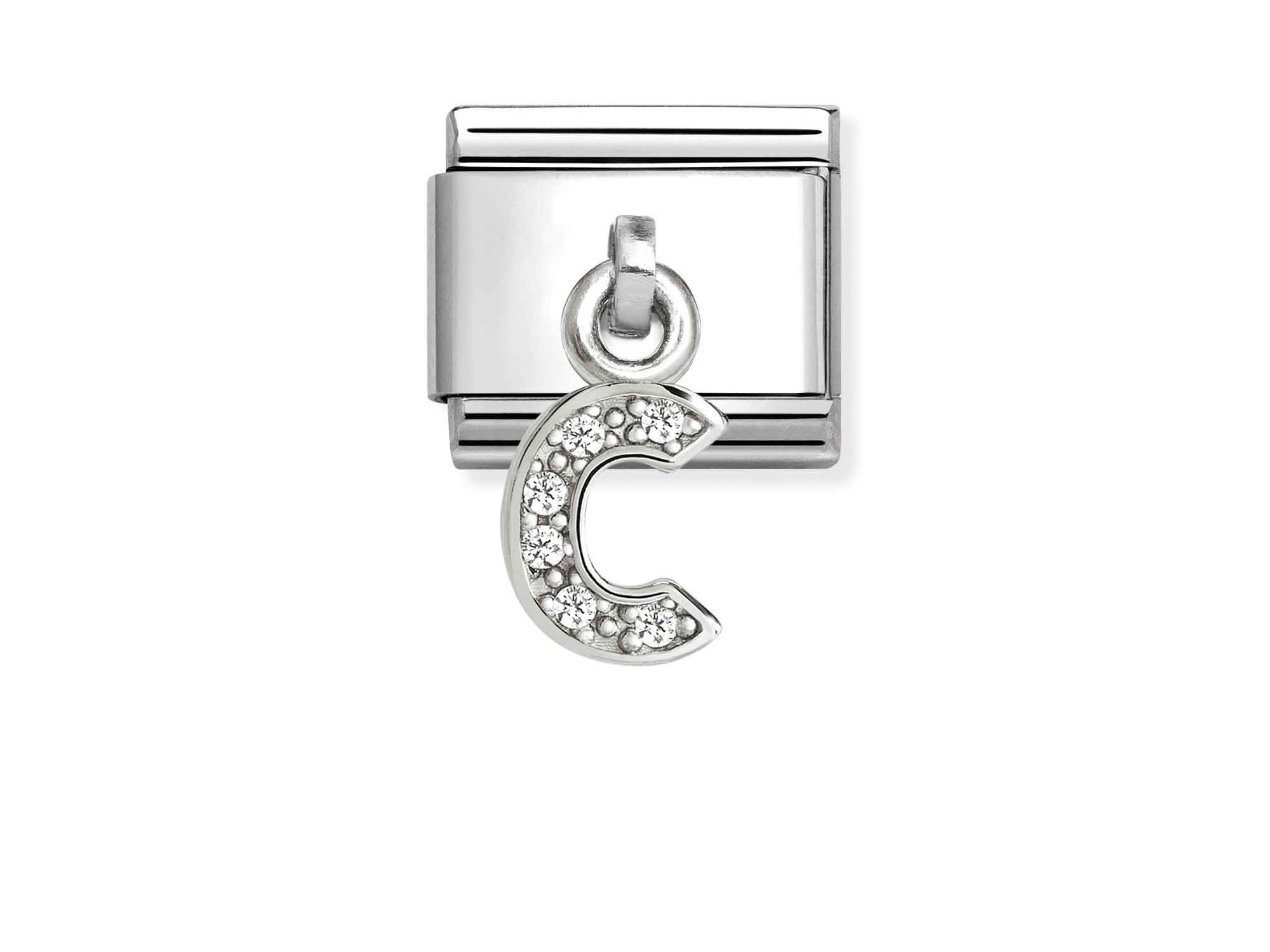 Classic Sterling Silber Charm mit dem Buchstaben C, verziert mit funkelnden Zirkonia, hergestellt von Pandora, perfekte Neuheit für individuelle Schmuckstücke.