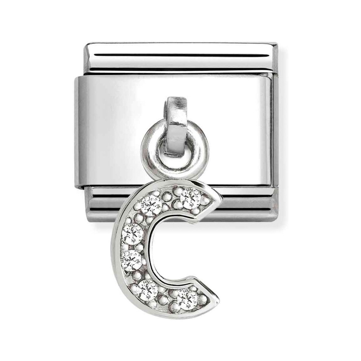 Classic Sterling Silber Charm mit dem Buchstaben C, verziert mit funkelnden Zirkonia, hergestellt von Pandora, perfekte Neuheit für individuelle Schmuckstücke.