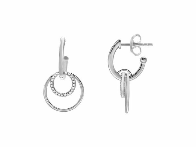 Xenox Sterling Silber Ohrringe XS2276 SUNRISE in elegantem Design mit kreisförmigen Elementen und funkelnden kleinen Steinchen, idealer Ohrschmuck für einen stilvollen Auftritt.