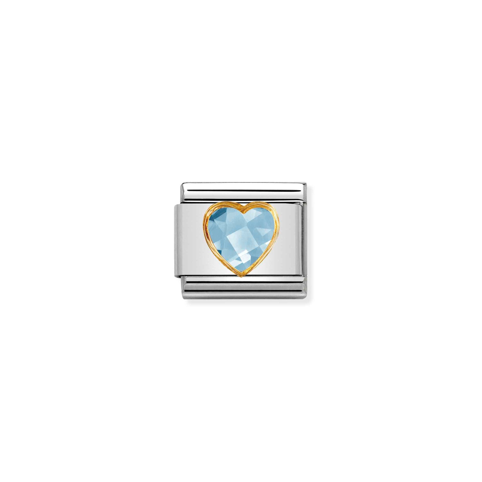 Nomination Composable Classic Charm Herz Zirkonia himmelblau - Edelstahl, Gold 750 Gelbgold