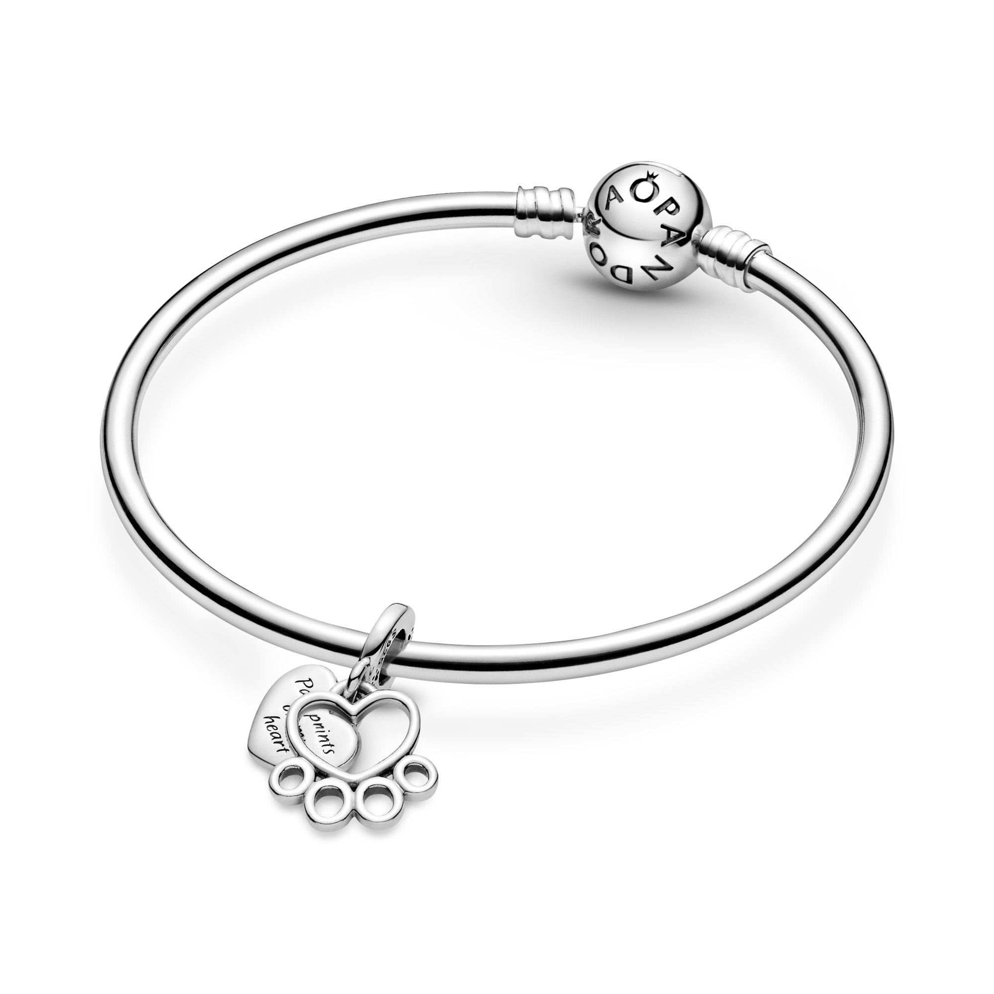 Pandora Charm Anhänger - Pfotenabdruck und Herz Silber Anhänger – Ansicht 5