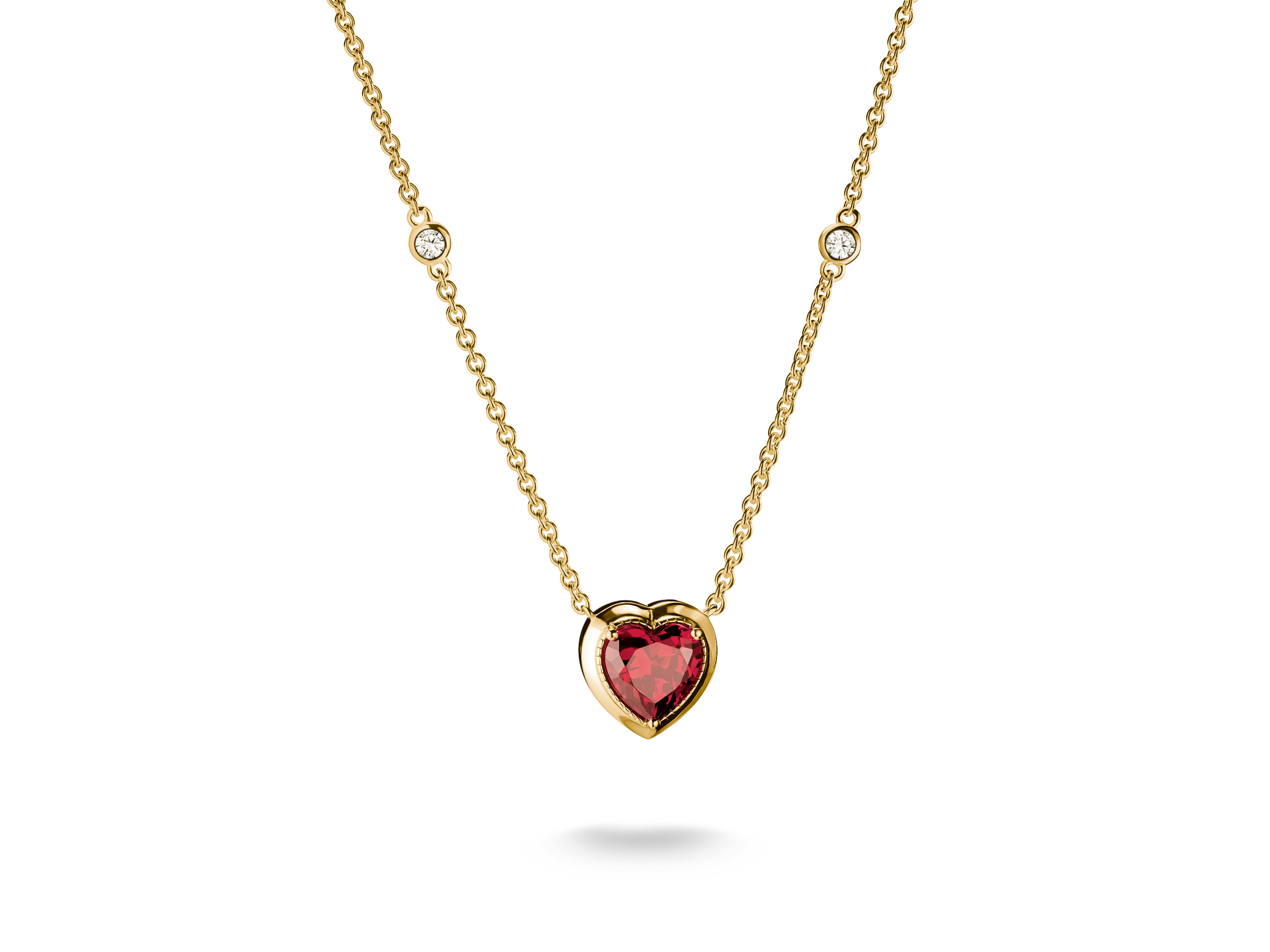Thomas Sabo KE2365-414-10-L50V ELYNDRA HERZ Kette 45 - 50 cm - 750/- Gold auf Silber & Zirkonia - Rot