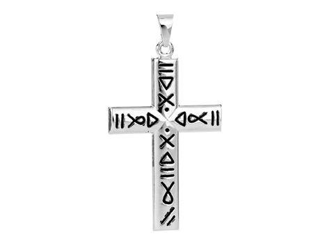 Kreuz Anhänger in prachtvollem Design, Lack Schwarz und Silber rhodiniert, Hersteller Juwelier Harnisch, mit einzigartigem Muster. Ideal für stilvolle Akzente.