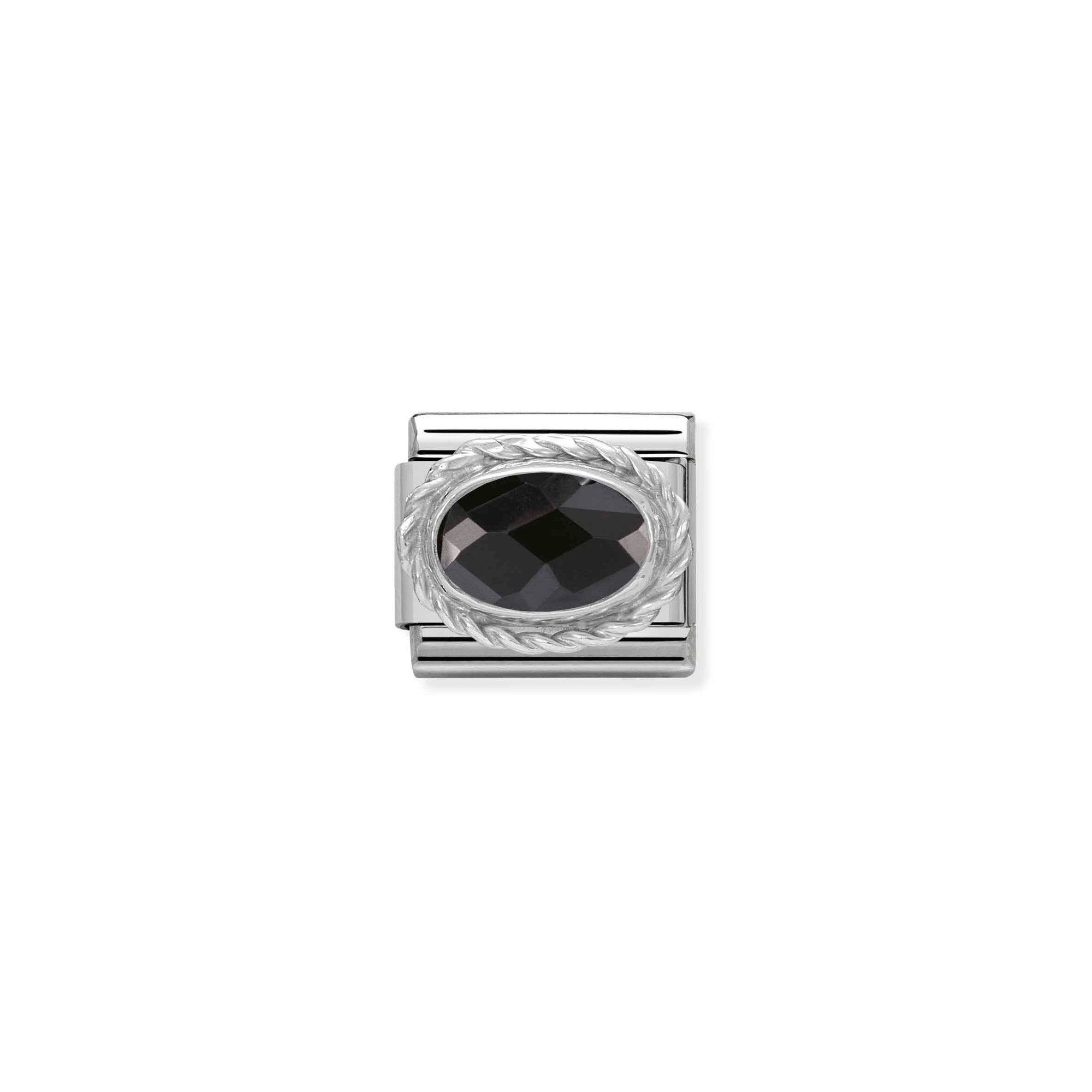 Nomination Composable Classic Charm Kordel Zirkonia schwarz - Edelstahl, Sterling Silber