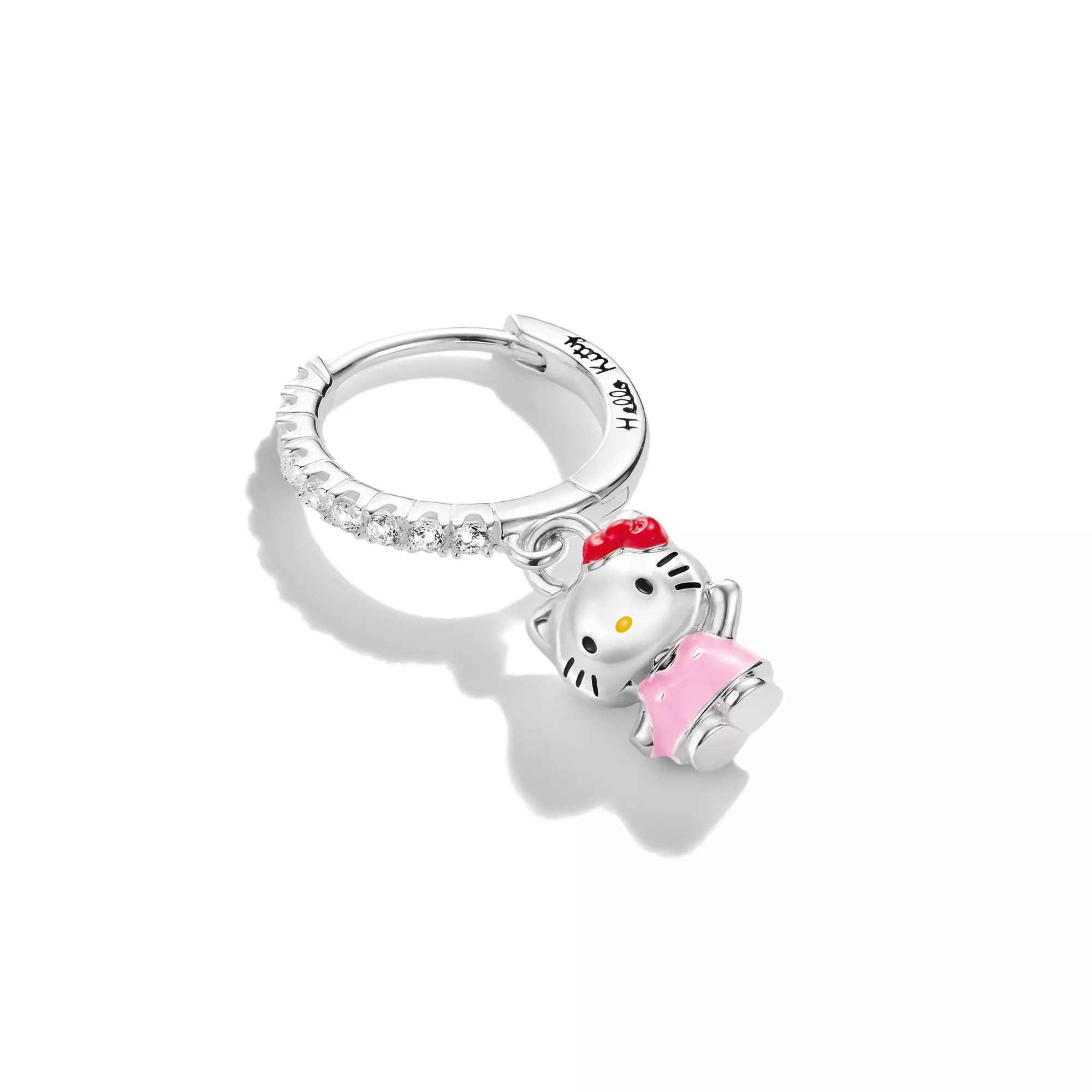 Thomas Sabo Hello Kitty Single-Creole mit weißem Zirkonia – rosa Kleid – Ansicht 2