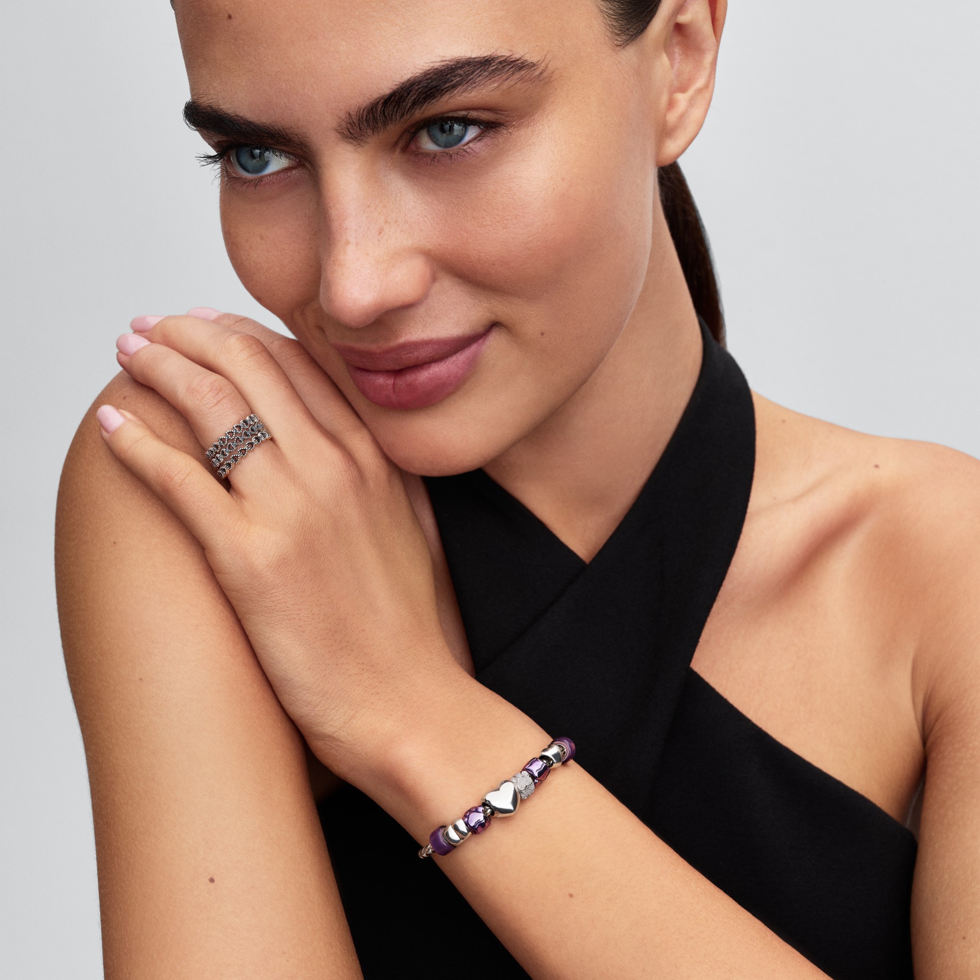 Pandora Violette Pfote Mini-Charm - Sterling Silber - Emaille Lila – Ansicht 3