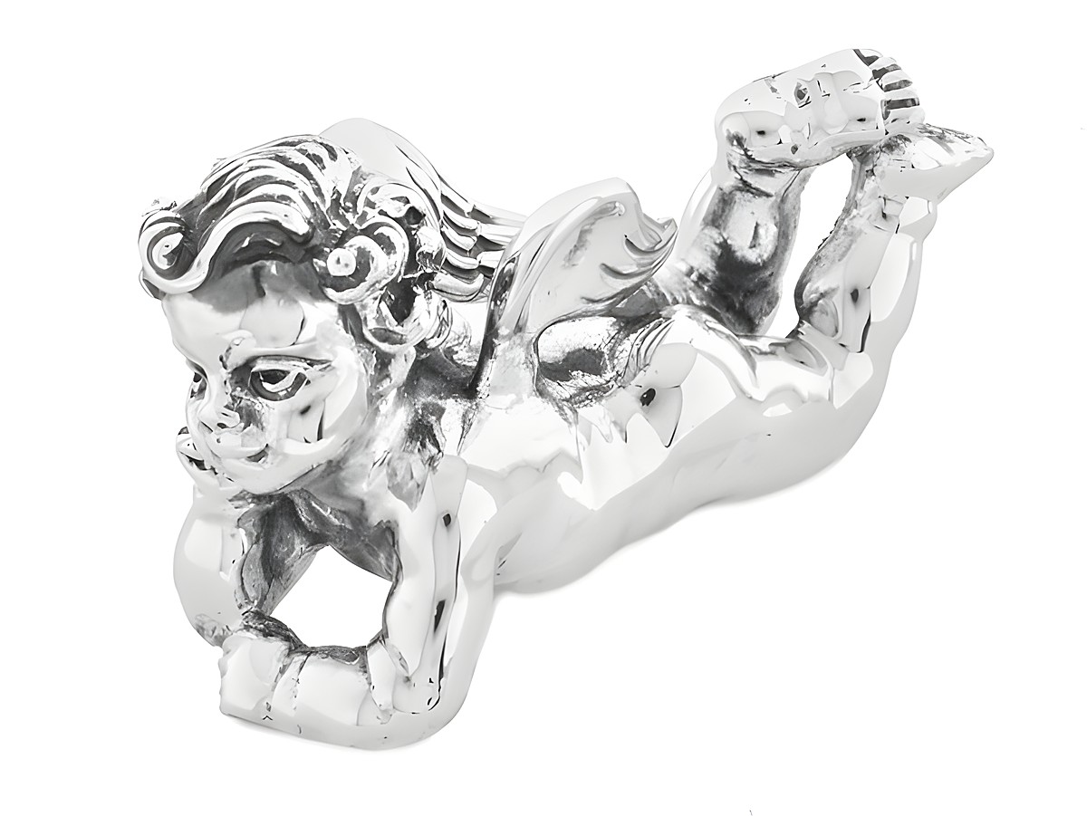 Bezaubernde Engel Figur aus Silber 925 von Juwelier Harnisch, detailreich gestaltet, die himmlische Präsenz verleiht jedem Raum eine besondere Note. Echtsilber Figuren für Sammler und Liebhaber.