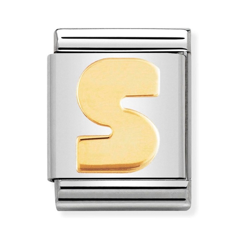 Nomination Composable Big Charm Buchstabe S - Edelstahl, Gold 750 Gelbgold