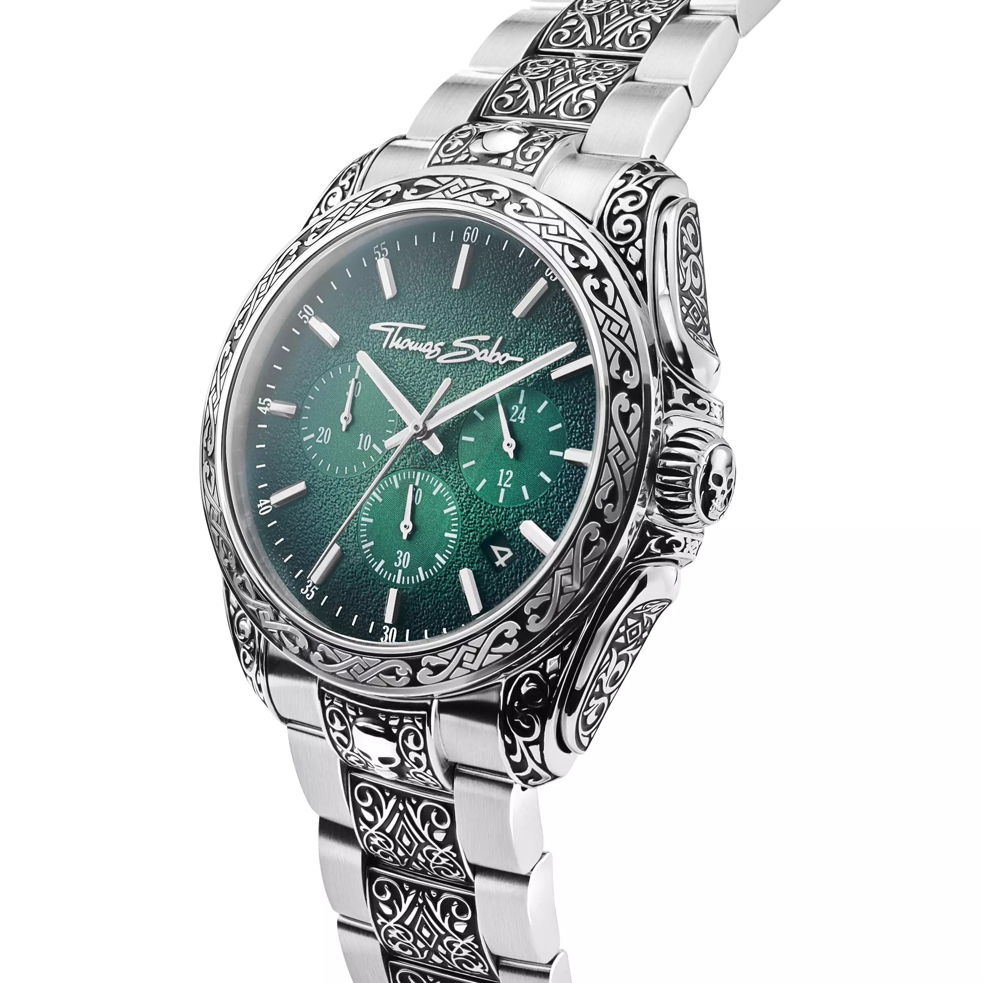 Thomas Sabo Uhr - Rebel at Heart Totenkopf - Ziffernblatt grün – Ansicht 2