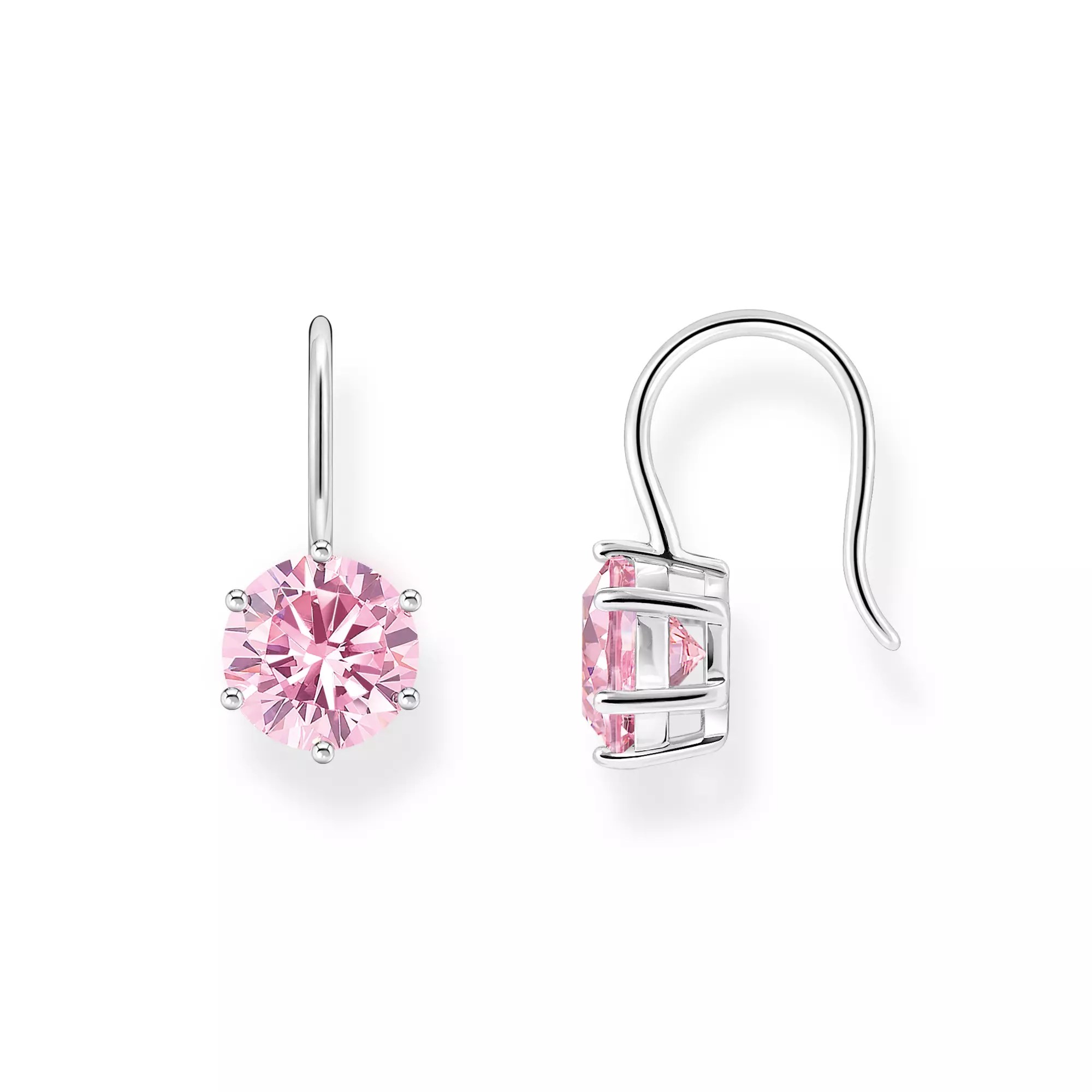 Thomas Sabo Essentials Ohrringe - Ohrhänger mit großem Zirkoniastein - Silber & Zirkonia - Rosa-Pink