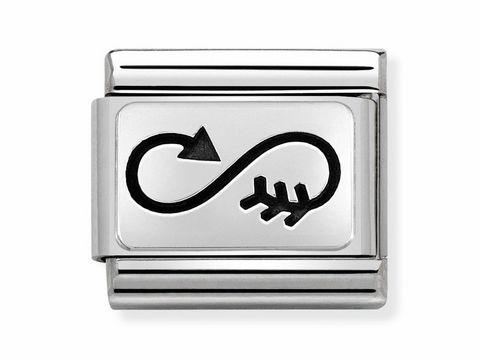 Elegantes Nomination Classic SILVER 330109 39 Infinity-Pfeil Motiv mit geschwungenem Unendlichkeitssymbol und Pfeil, ideal für Armbänder. Hochwertige Verarbeitung und zeitloses Design.