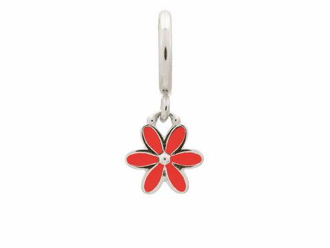 Silber Anhänger von Endless mit einem roten Emaille Blumenmotiv, ideal als charm für kreative Schmuckstücke und persönliche Sammlungen. Modellnummer: 43269-5.