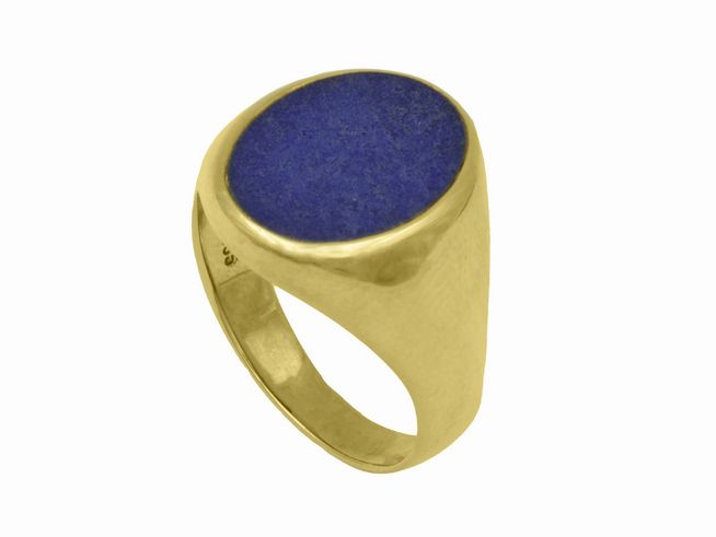 Gelbgold Ring zeitlos aus Gelbgold 585 mit Lapislazuli in Größe 57, Hersteller Juwelier Harnisch, bis Größe 56/18. Elegantes Design mit auffälligem, blauem Edelstein.