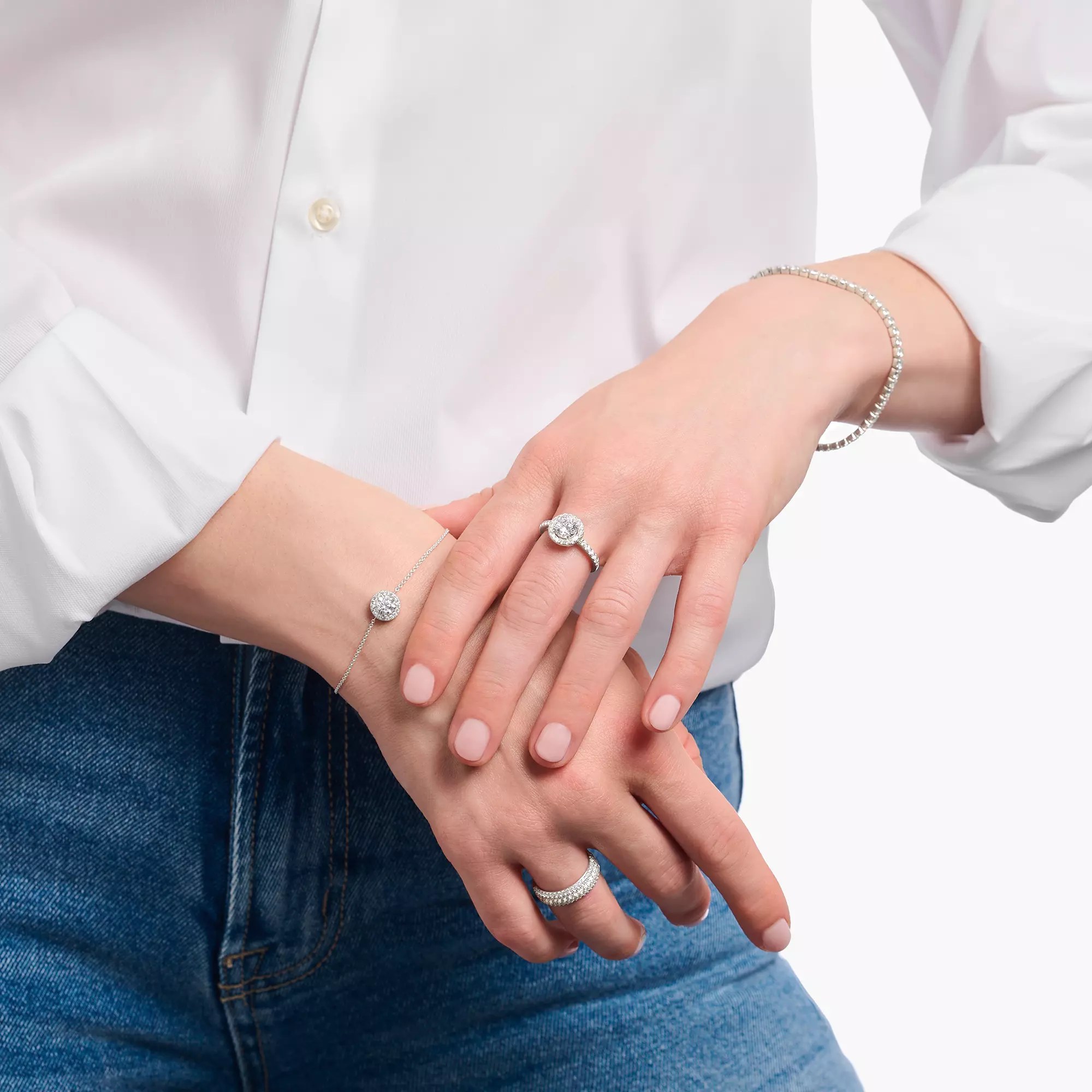 Thomas Sabo Halo-Ring mit weißem Stein im Brillantschliff Silber – SPARKLING WHITE – Zirkonia – Ansicht 2