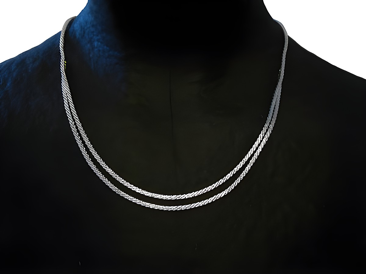Silber Collier Kette - 2 reihig - Designerschmuck von Juwelier Harnisch, elegantes und zeitloses Design, geeignet für verschiedene Anlässe, mit weiteren Kettenmustern erhältlich.