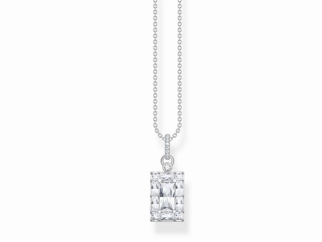 Thomas Sabo Kette KE2111-051-14-L45V aus Sterling Silber mit einem eleganten Anhänger, besetzt mit weißen Zirkonia, perfekt für edle Anlässe, Länge 45 cm.