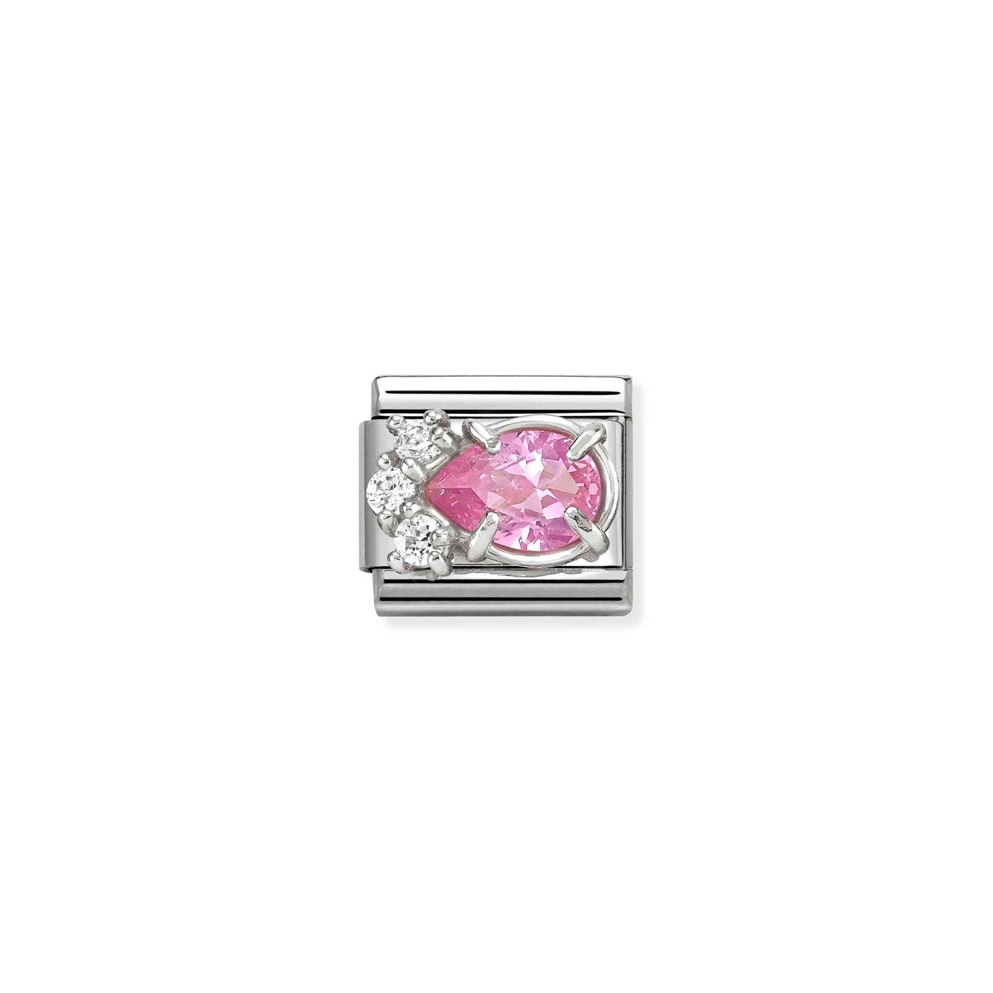 Nomination Classic Sterling Silber charm - Tropfen - Zirkonia Rosa & Weiß – Ansicht 2