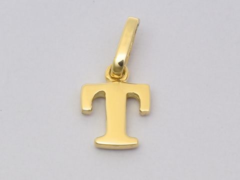 Gold Buchstaben Anhänger Buchstabe T aus Gold 750, Hersteller Juwelier Harnisch, elegantes Design, ideal als persönliche Geschenkidee oder für den eigenen Schmuckstil.