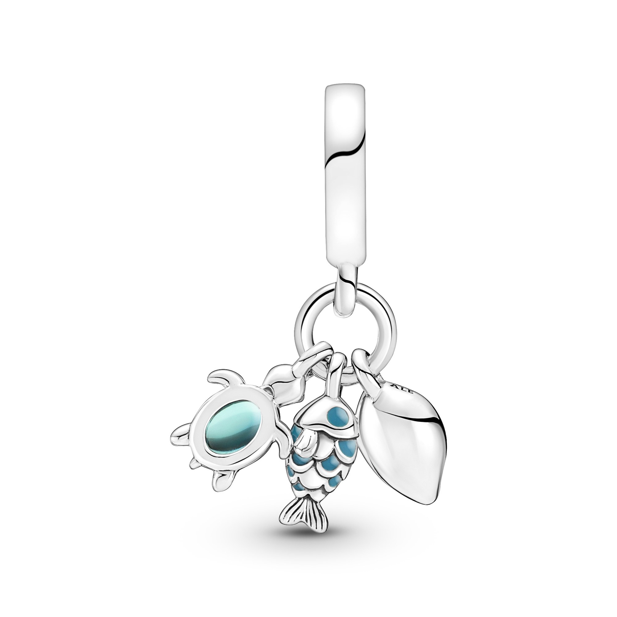 Pandora Fisch, Meeresschildkröte & Muschel Dreifacher Charm-Anhänger - Sterling Silber Turquoise Ansicht 2 – Ansicht 2