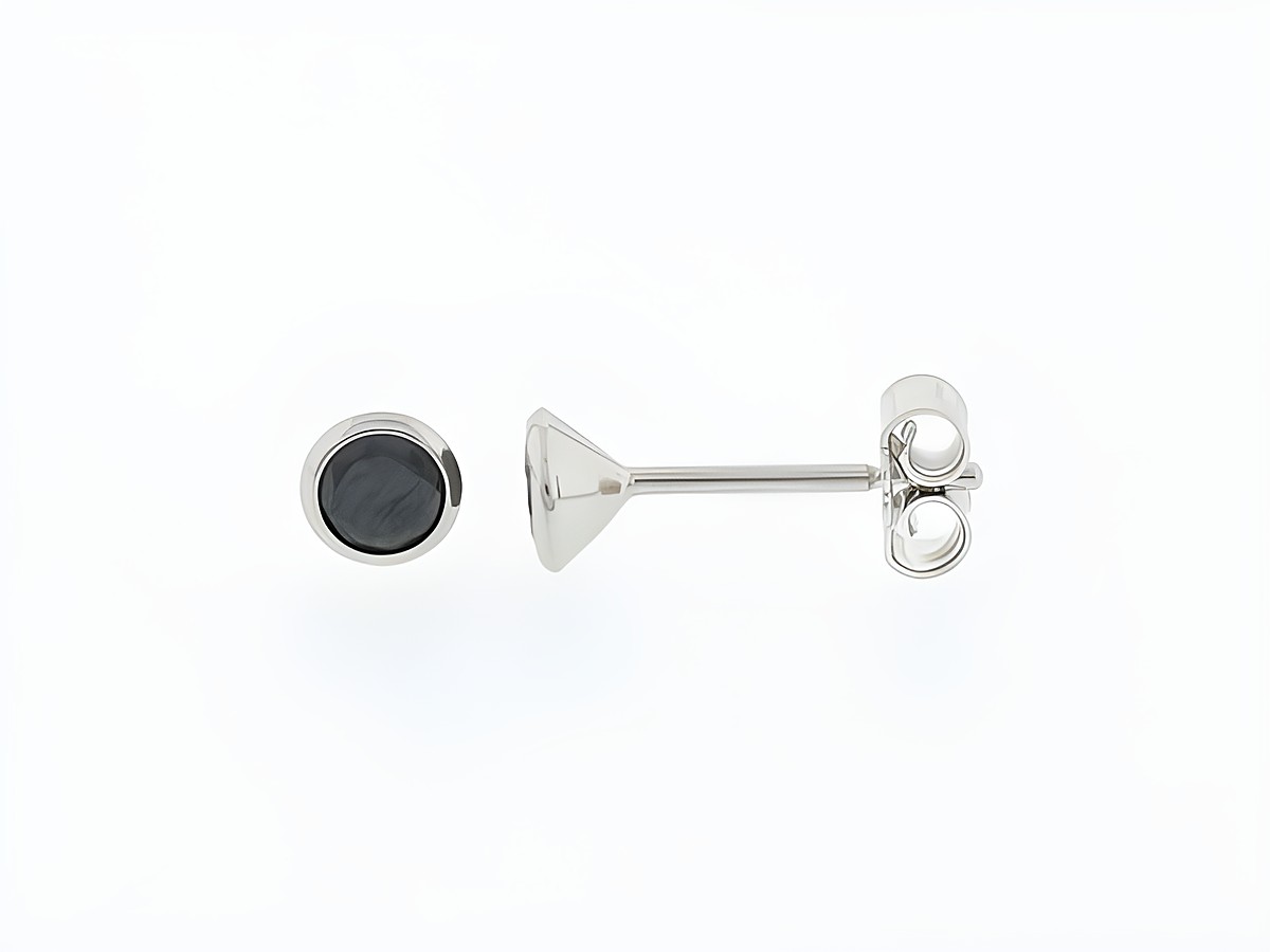 Silber Ohrringe - Kelch - Silber - 4,3 mm - Zirkonia schwarz, Hersteller: Juwelier Harnisch, elegante Ohrringe mit schwarzem Zirkonia, zeitloses Design für jeden Anlass.
