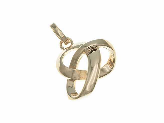 Anhänger aus poliertem Roségold mit Knoten-Design, gefertigt aus Sterling Silber, hervorgerufen durch den Hersteller Juwelier Harnisch, besonderes Design.