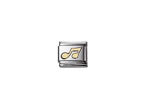 NOMINATION Classic MUSIC Musiknote aus Edelstahl mit einer goldenen Notensymbol-Dekoration, ideal als Schmuckstück für Musikliebhaber. Modellnummer 030117 02.