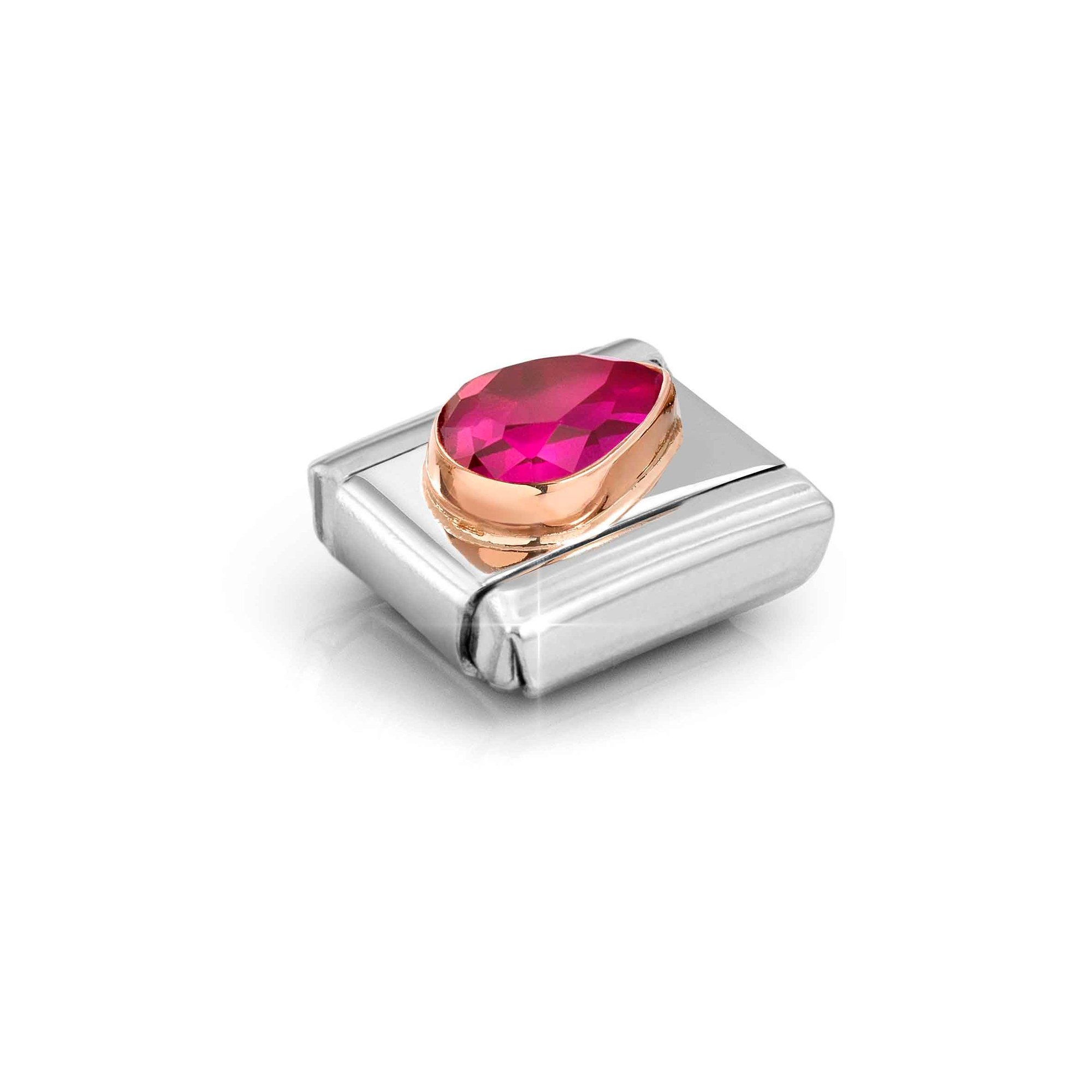 Nomination Composable Classic Charm Tropfen rechts rot - Edelstahl, Roségold, Zirkonia – Ansicht 4