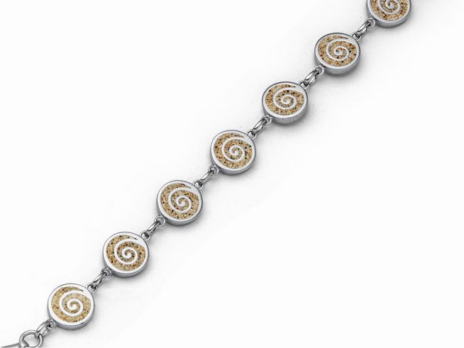 DUR Armband Sandspirale 2.0 aus Sterling Silber mit spiralförmigen Elementen, geeignet für Handgelenke von 16,5 cm bis 19,5 cm, elegantes Design für modische Akzente.