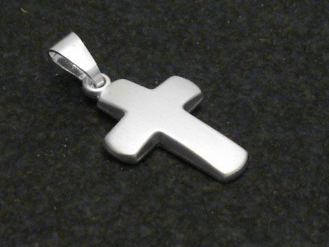 Kreuz Anhänger aus Sterling Silber, seidenmatt rhodiniert, schlichtes Design vom Hersteller Juwelier Harnisch, ideal als dezentes Schmuckstück.