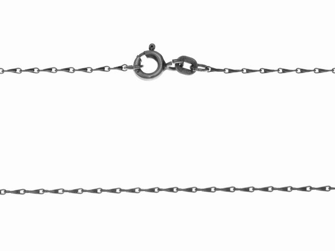 Kette Haferkorn aus Sterling Silber, geschwärzt, 42 cm, mit Karabinerverschluss, Hersteller Juwelier Harnisch, weiteres Kettenmuster vorhanden.