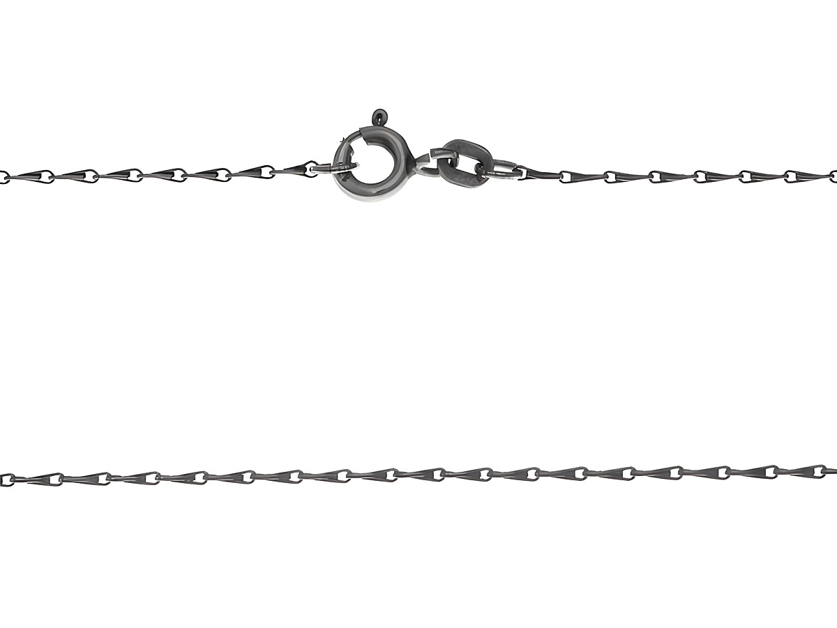 Kette Haferkorn aus Sterling Silber, geschwärzt, 42 cm, mit Karabinerverschluss, Hersteller Juwelier Harnisch, weiteres Kettenmuster vorhanden.