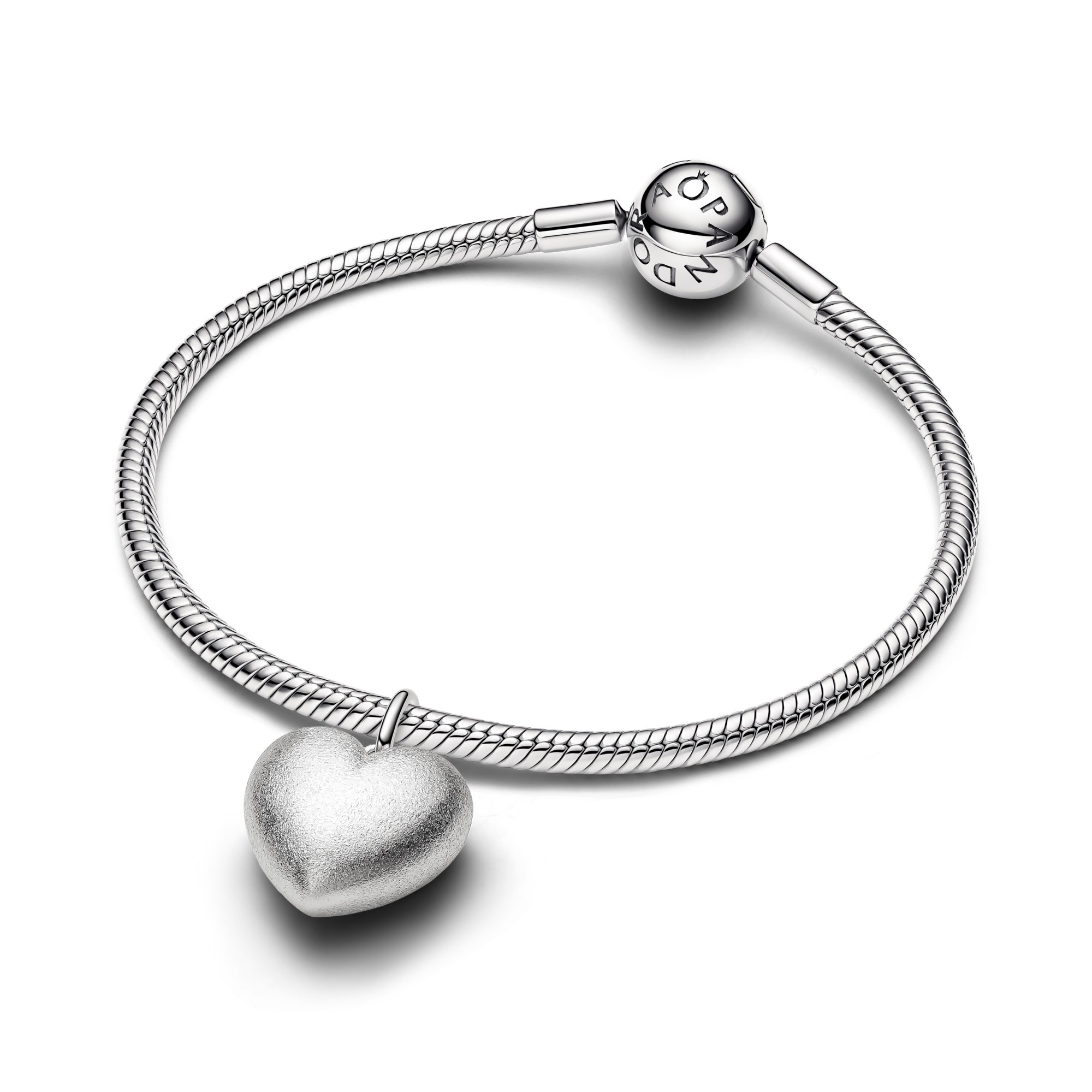 Pandora Moments - Hänge-Charm Herz gewölbt romantisch - platiniert – Ansicht 3