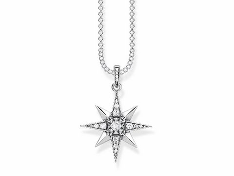 Silberne Thomas Sabo Kette mit einem funkelnden Anhänger in Sternform, gehört zur Glam & Soul Kollektion und hat eine Länge von ca. 40/42,5/45 cm.