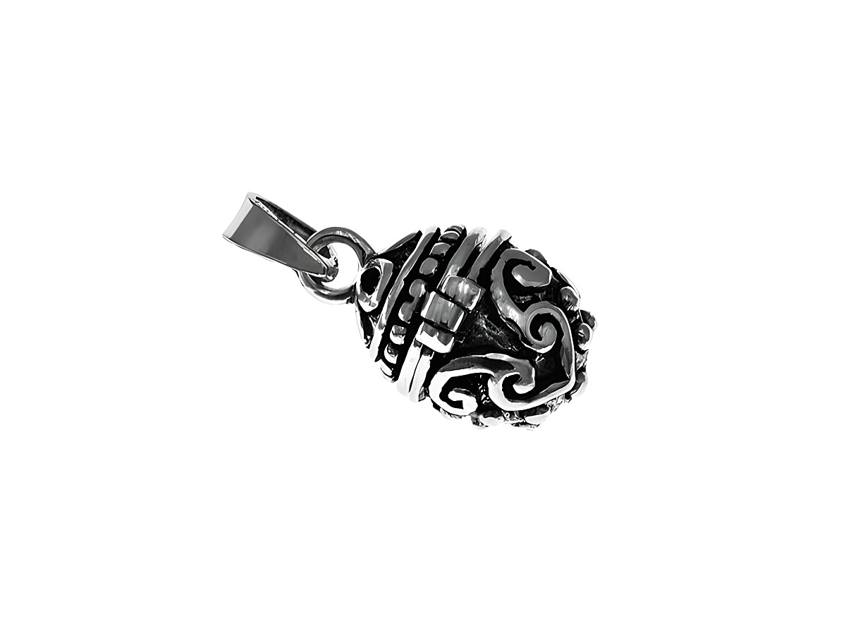Eine kleine Dose in Form eines Medaillons aus Sterling Silber mit kunstvollen Verzierungen, Hersteller ist Juwelier Harnisch, in Sonderformen gestaltet.