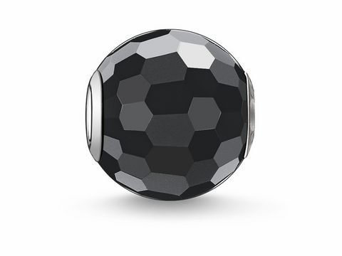 Karma Beads von Thomas Sabo, K0003-023-11, Obsidian facettiert in Schwarz mit silbernen Elementen, elegant und stilvoll, ideal für individuelle Armbänder.
