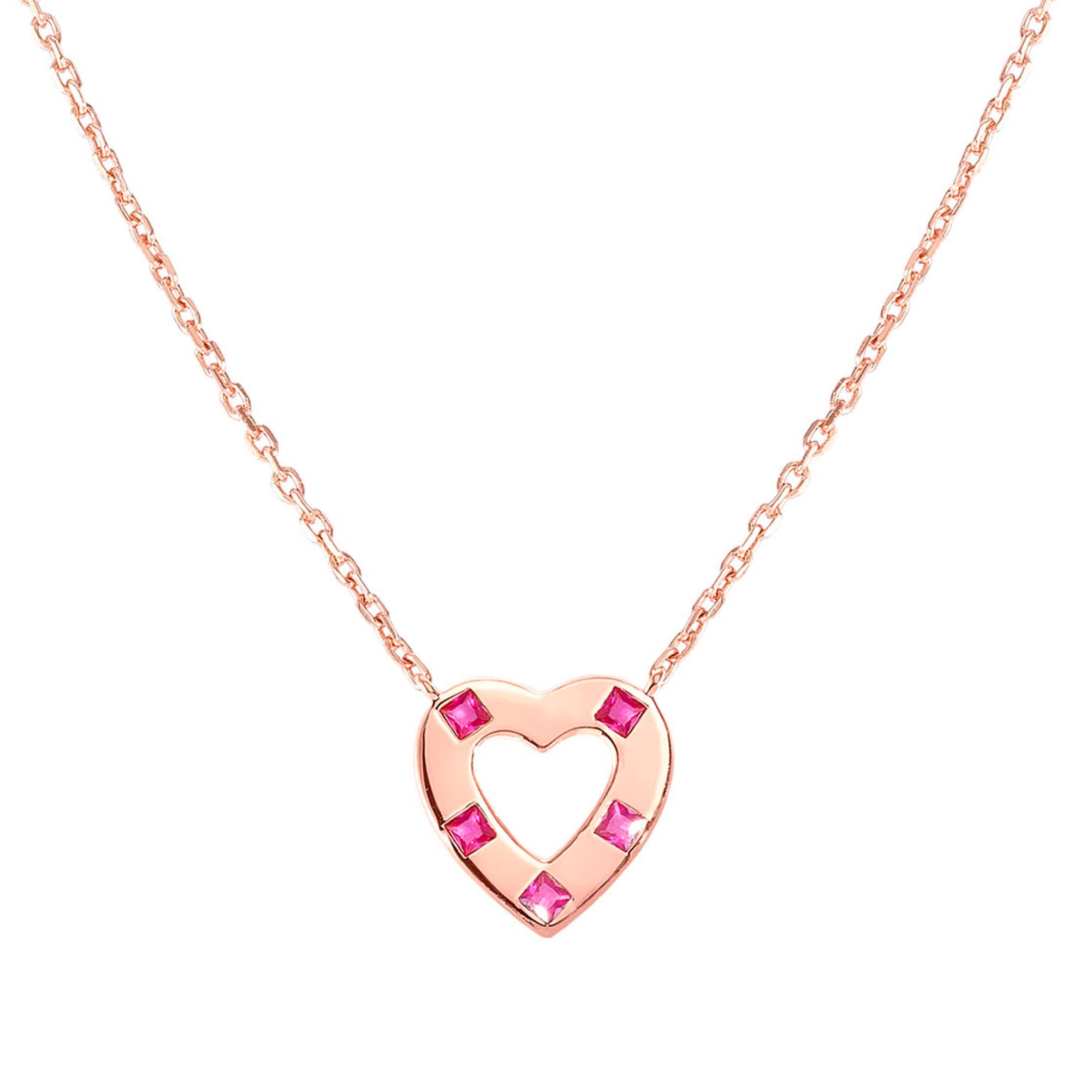 Nomination Carismatica HERZ Collier - Roségold vergoldet - Zirkonia Fuchsia - 38 - 44 cm
