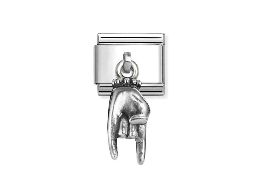 Nomination 331819 01 - CLASSIC oxidierter 3D-Charmanhänger aus Sterling Silber - Gehörnte Hand